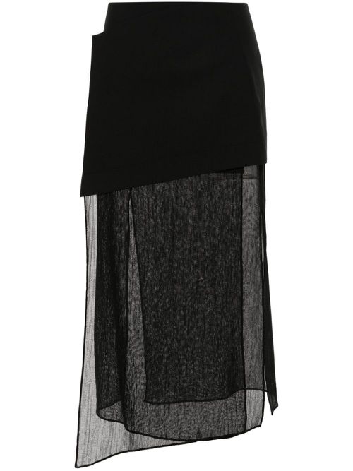 Panelled wool skirt - Black