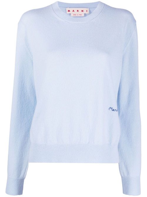 Logo-embroidered cashmere jumper - Blue
