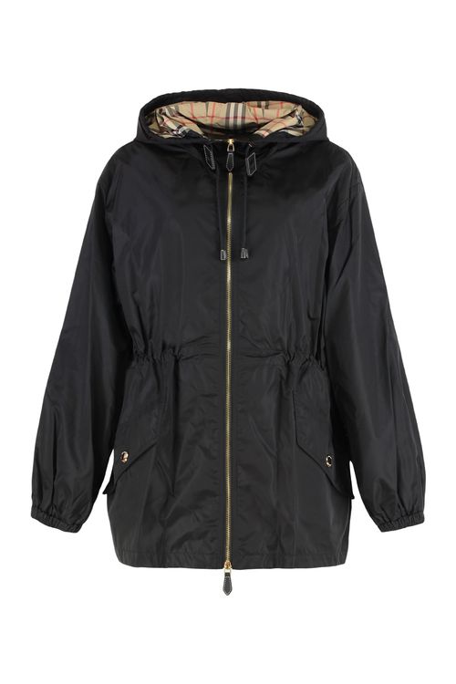 Check Nylon Hooded Jacket