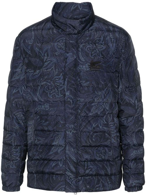 Paisley-print padded jacket - Blue