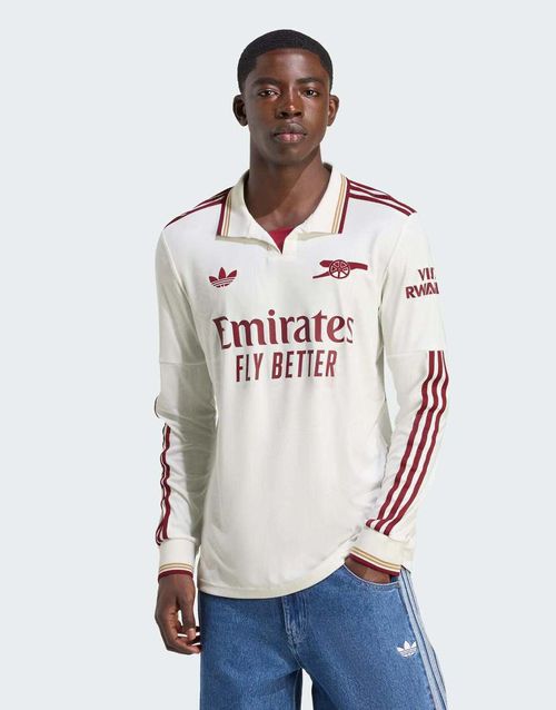 Arsenal 25/26 long sleeve third jersey in cloud white / team coll burgun