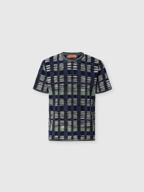 Missoni - Crew-neck cotton and viscose T-shirt with check pattern, Men, Multicoloured