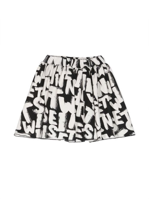 Logo-print flared skirt - Black