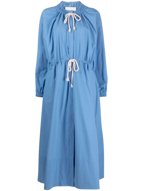 Long-sleeve gathered-detail dress - Blue
