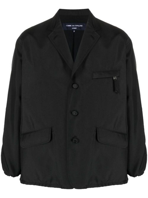 Notched button-down lightweight jacket - Black