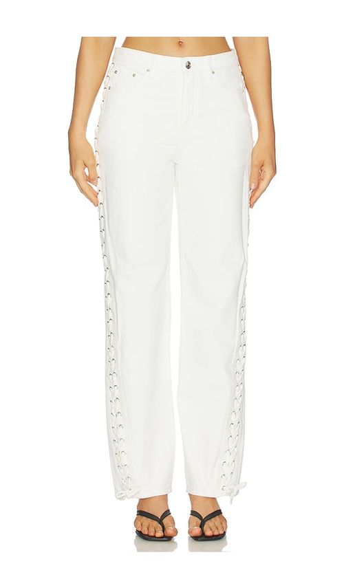 ROTATE Loose Fit Laced Jeans in White. - 25 also , 26