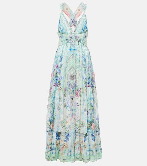 Crystal-embellished silk maxi dress
