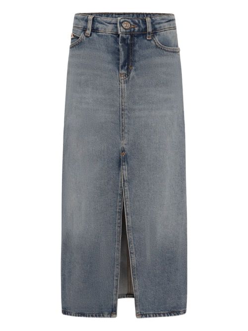 Front-slit denim maxi skirt - Blue