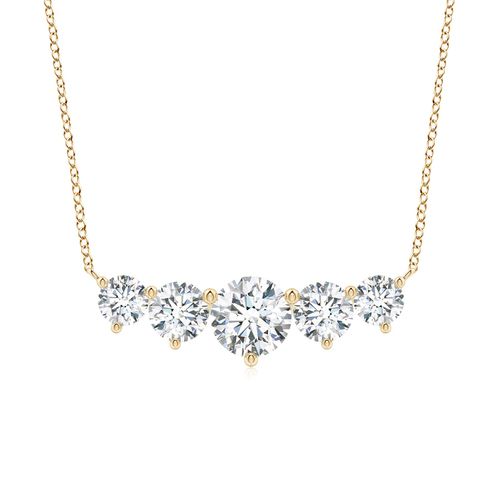 Angara 2.0 Carats Graduated Five Stone Round Diamond Necklace in 14K Yellow Gold