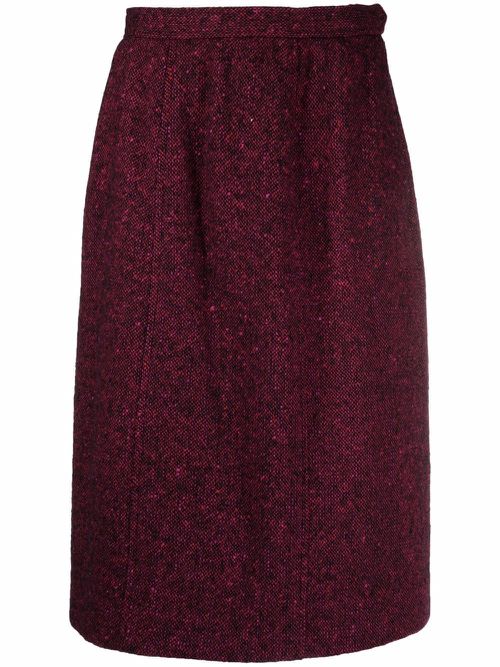 1980s straight-cut knee-length skirt - Red