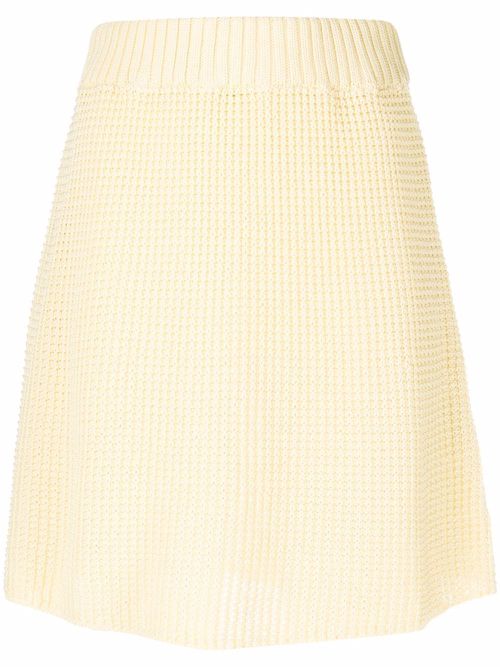 Elasticated-waist organic-cotton knitted skirt - Yellow