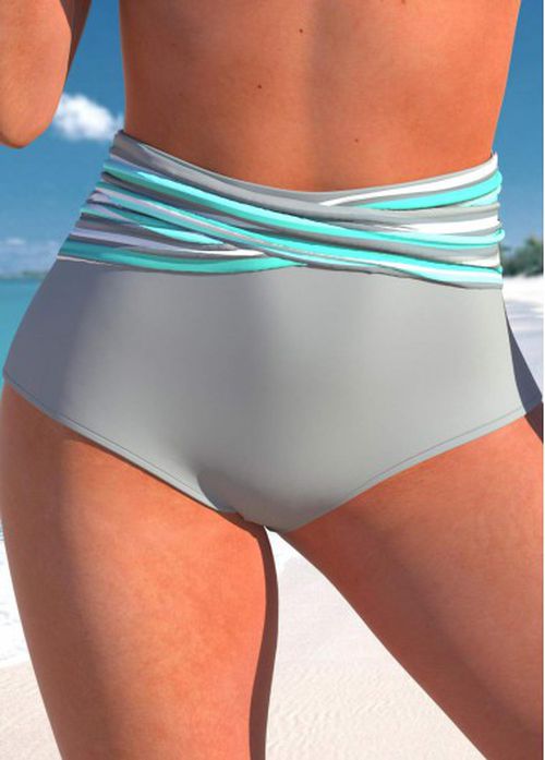 Modlily High Waisted Stripe Print Bikini Botto