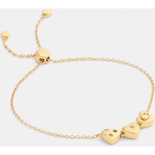 Coach Womens Heart Cluster Slider Bracelet - Gold Metal - One