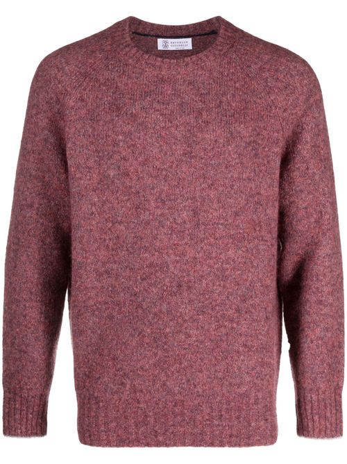 Mélange-effect crew-neck jumper - Red