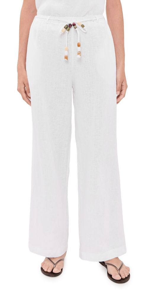 Beaded Belt Pants White