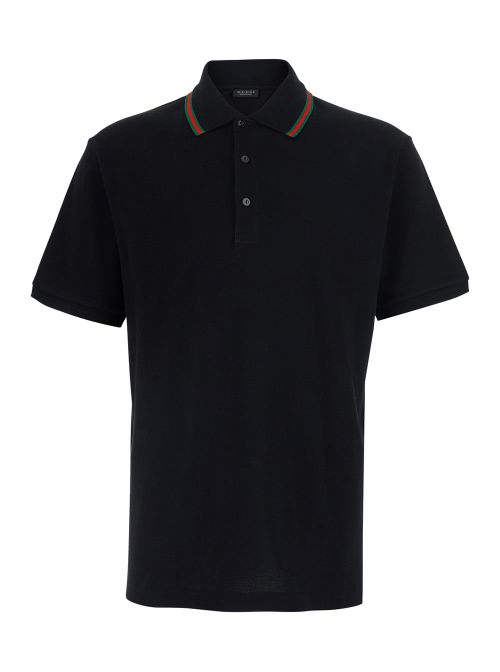 Web Collar Polo Shirt — Black
