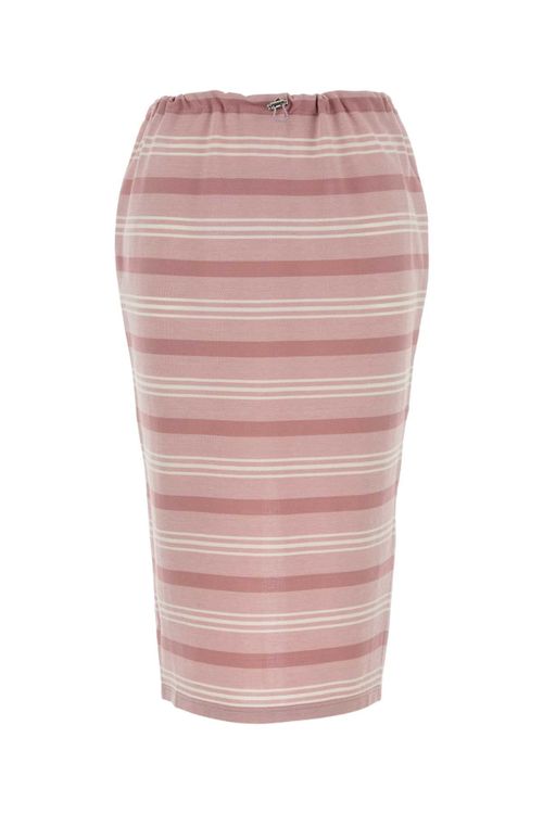 Striped Cotton Piquet Skirt — Pink