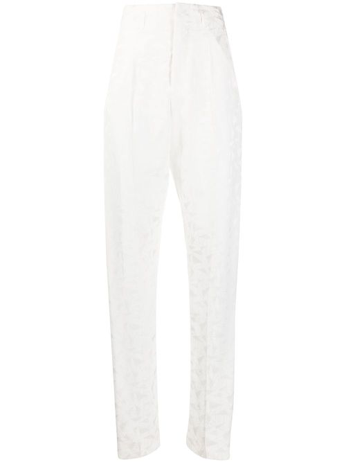 Tapered geometric print trousers - White