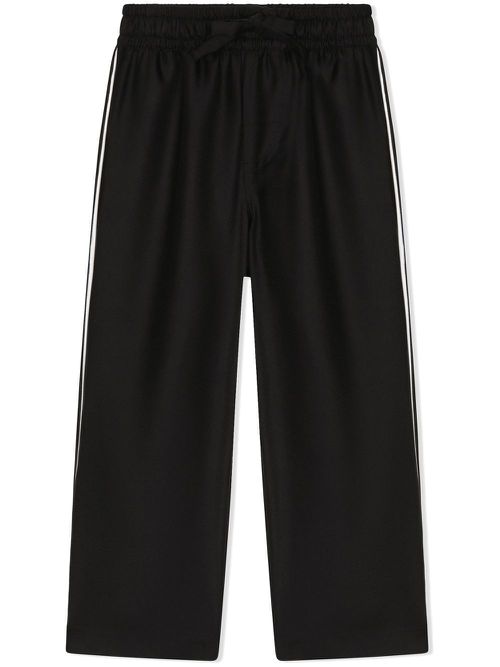 Logo-embroidered silk pajama bottoms - Black