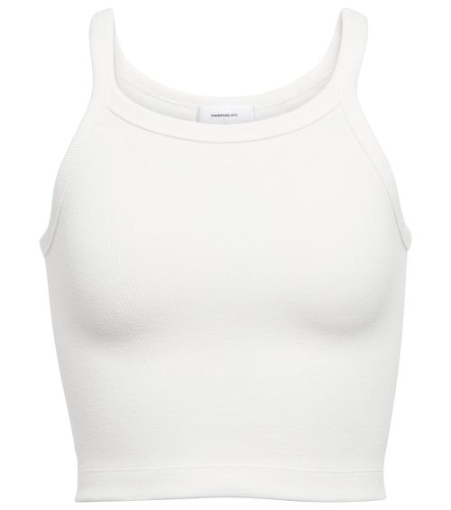 X Hailey Bieber HB cropped cotton-blend tank top