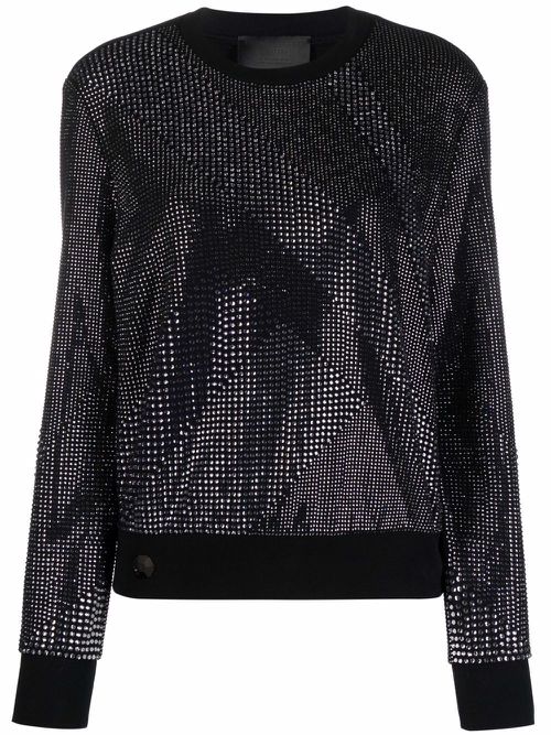 Crystal-embellished cotton sweatshirt - Black