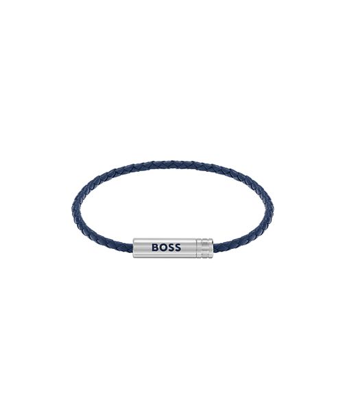 Men's Ares Air Stainless Steel Blue Leather Bracelet - Blue/Silver