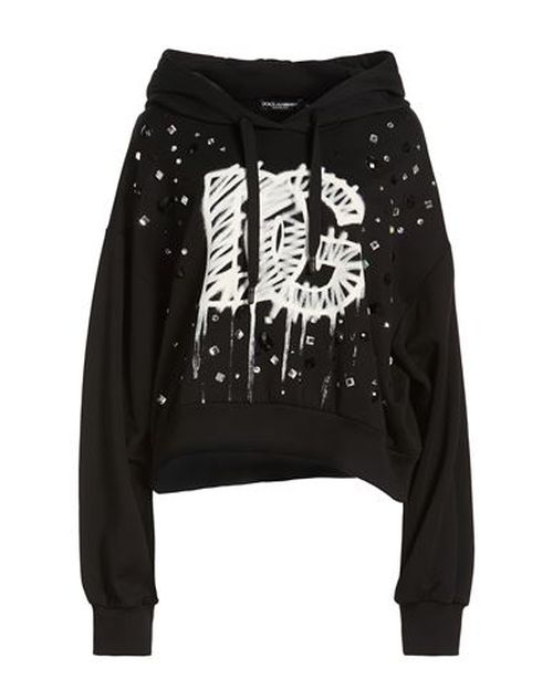 Woman Sweatshirt Black Size S Cotton, Glass, Plastic