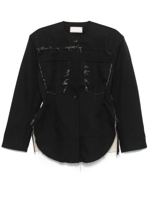 Frayed-brim jacket - Black