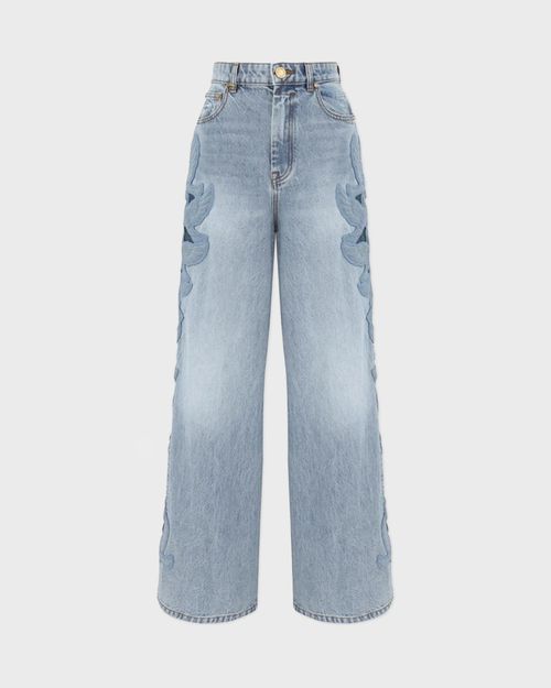 Zimmermann Jeans Alchemy Applique Relaxed Flare Blå/grön