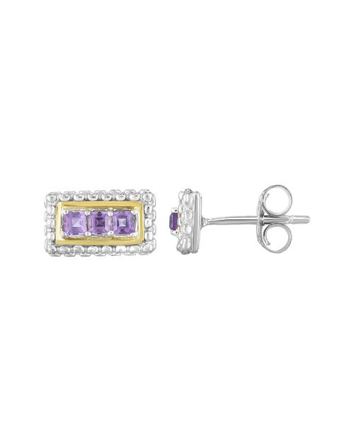 Phillip Gavriel 18K & Silver Amethyst Studs