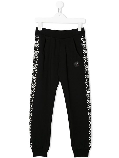 Logo tape track trousers - Black