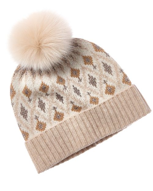 Sofiacashmere Lurex Fairisle Wool & Cashmere-Blend Hat