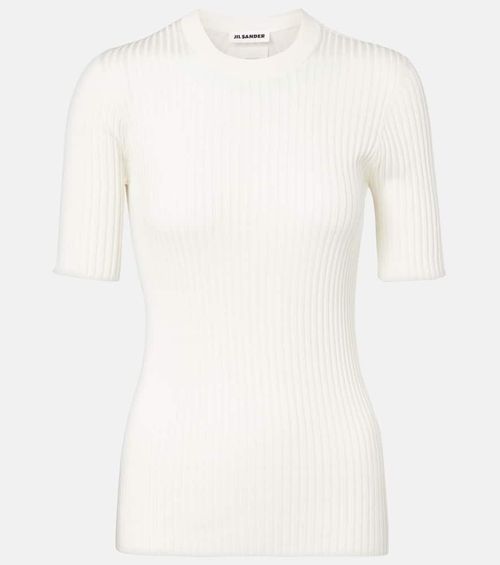 Ribbed-knit silk sweater