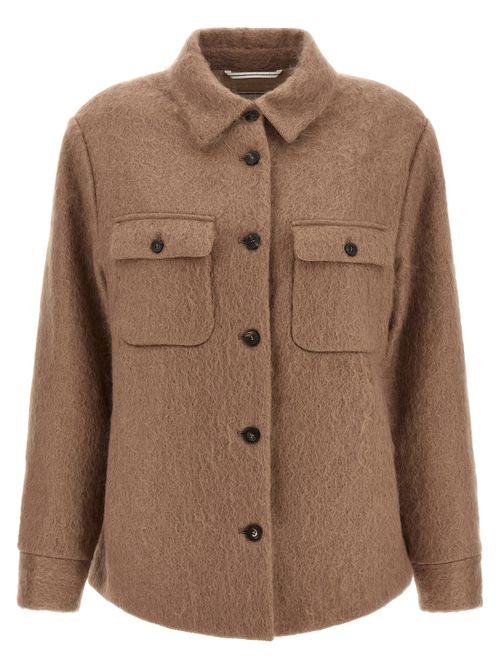 Bouclé Wool-Mohair Overshirt — Hazelnut