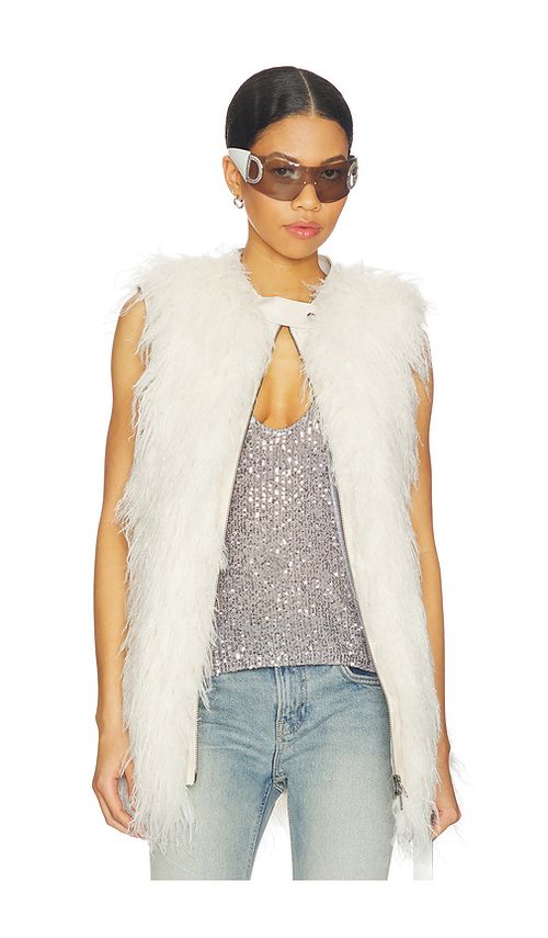 Jaded London Mongolian Biker Gilet in White. M/L. Also in