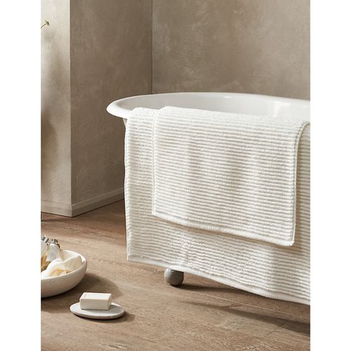 White Narrow-rib Cotton Bathmat 60cm x 60cm Bath Mat