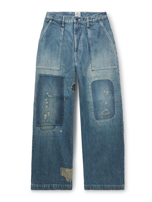 Rushfield Remake Wide-Leg Panelled Distressed Jeans