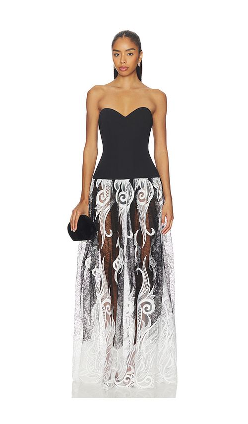 DELFI Olympia Dress in Black, White. L. Also in M, S