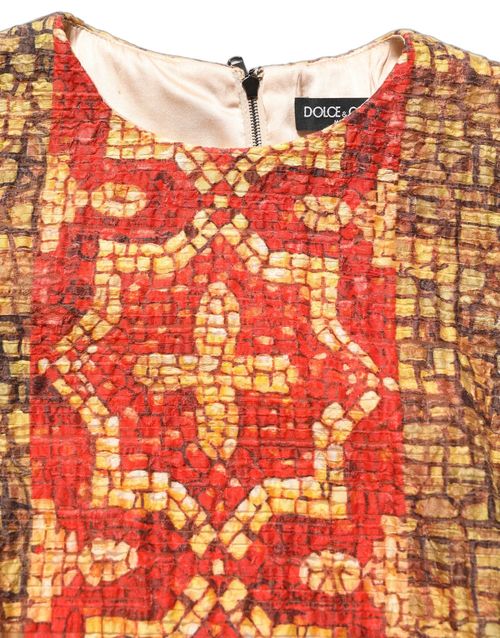 Mosaic Print Wool Dress — Red