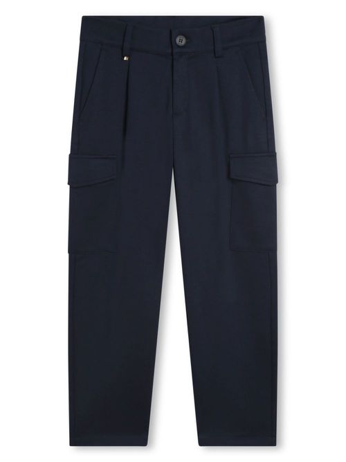Pleat-detail cargo trousers - Blue