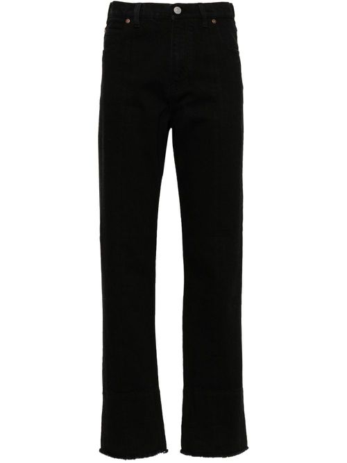 High-waist straight-leg jeans - Black