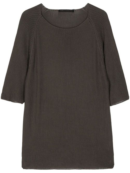 Short-sleeve knitted jumper - Green