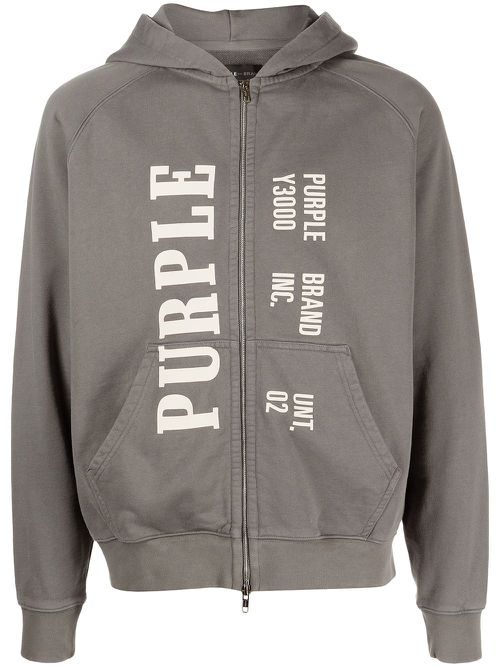 History logo-print zippered hoodie - Grey