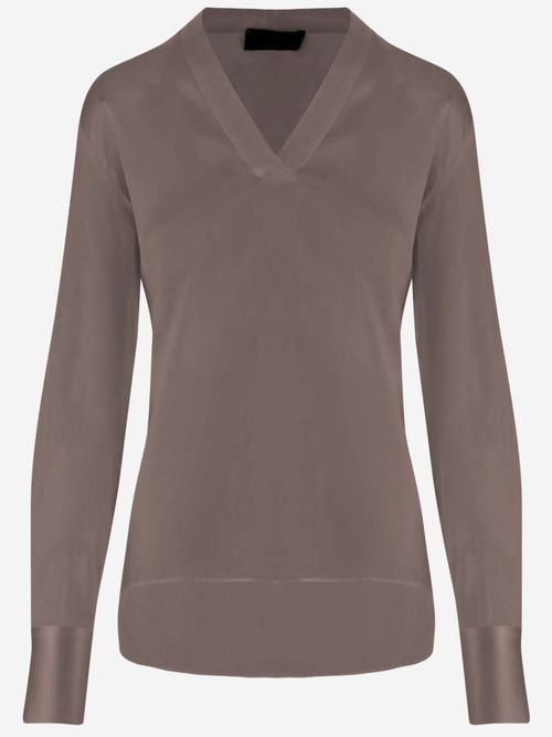 Stretch Silk Shirt — Taupe