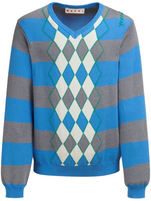 Argyle intarsia-knit jumper - Blue