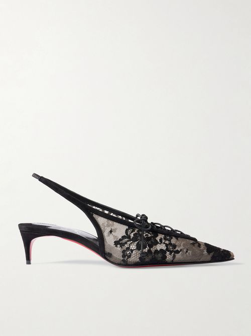Km 45 Lace Slingback Pumps - Black
