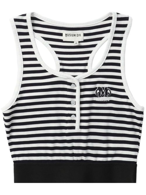 Striped cropped tank top - White