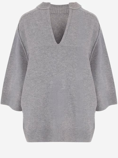 Cashmere V-Neck Sweater — Gray