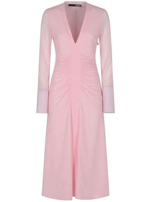 Ruched-detail midi dress - Pink