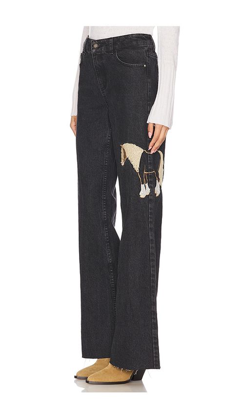 Understated Leather Horsey Jeans in Black. - 30 also , 24, 25, 27